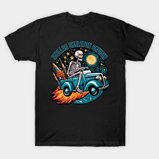 Skeleton Riding Car in Sky - Stellar Skeleton Cruisin T-Shirt